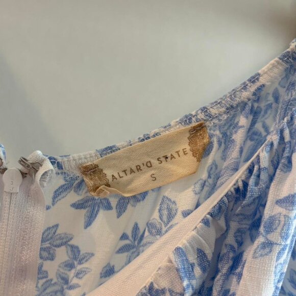 Altar'd State Blue and White Tie Back Short Dress Small - Picture 4 of 8